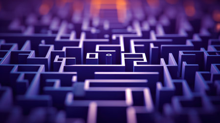 A maze with a person standing in the middle, AIの素材