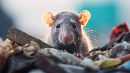 A rat is sitting on top of a pile, AIの素材