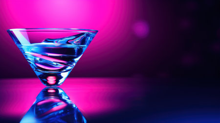 A martini glass with water in it on a table, AIの素材