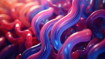 Abstract background with colorful wavy lines, AIの素材