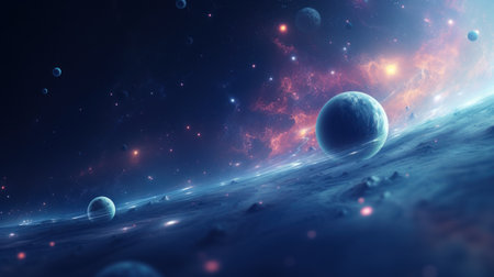 The planets and stars are in space, AIの素材