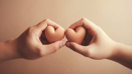 Two hands holding two heart shaped objects, AIの素材