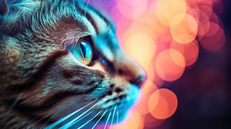 A cat with bright blue eyes looking off into the distance, AIの素材