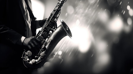 A man in a suit is playing the saxophone, AIの素材