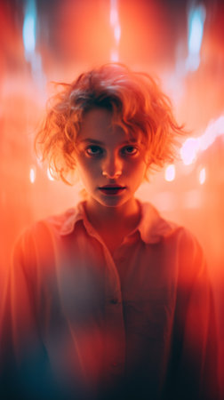 A woman with red light in her eyes, AIの素材