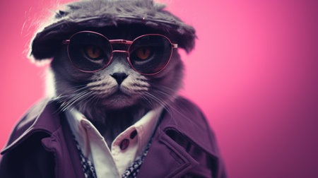 A cat wearing a hat and sunglasses, AIの素材