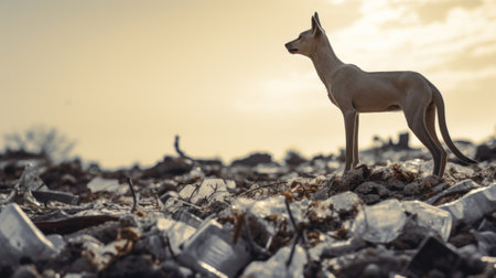 A dog standing on top of a pile, AIの素材