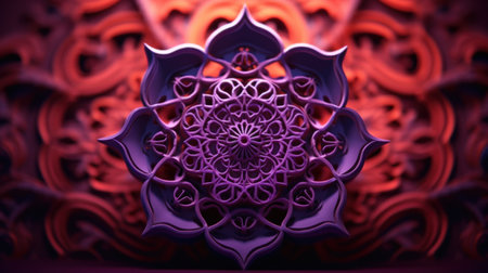 A purple and red flower with a circular design, AIの素材