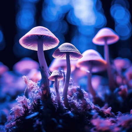 Mushrooms in the forest, AIの素材