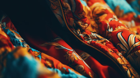 Close up of a colorful floral patterned fabric, AIの素材