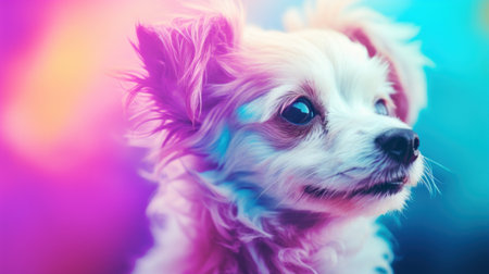 A dog with a colorful background, AIの素材