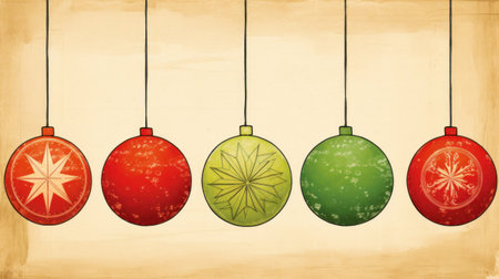 A group of christmas balls hanging from a string, AIの素材