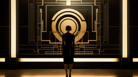 art deco design poster, AIの素材