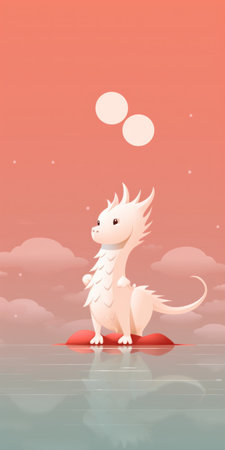 A white cat sitting on top of a red cushion, AIの素材