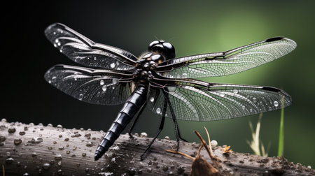 A dragonfly sitting on top of a tree branch, AIの素材