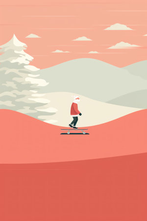 A snowboarder is riding down a hill in the mountains, AIの素材