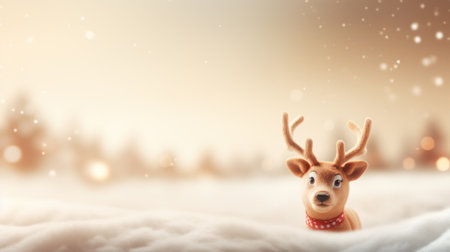 Christmas reindeer in snow background, AIの素材