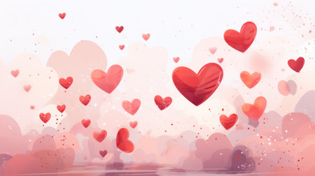 Valentines day wallpaper with hearts, AIの素材