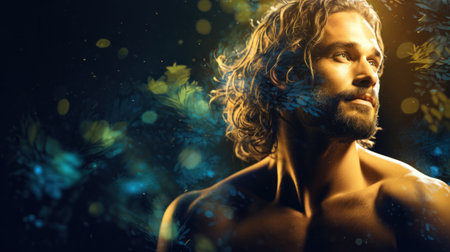 A man with long hair and a beard, AIの素材