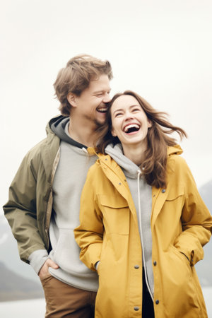 A man and a woman standing next to each other, AIの素材