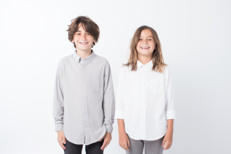 A couple of kids standing next to each other, AIの素材