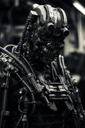 A close up of a person wearing a robot costume, AIの素材