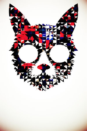 A picture of a cat made out of triangles, AIの素材