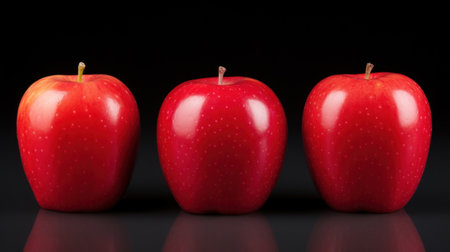 Three red apples are shown in a row, AIの素材