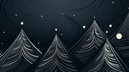 A black and white illustration of trees in the forest, AIの素材