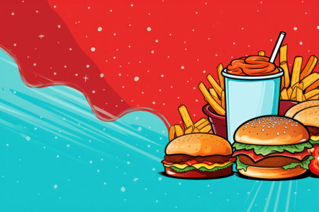 A bunch of fast food and a drink on a table, AIの素材