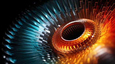 A close up of a colorful object with an orange center, AIの素材