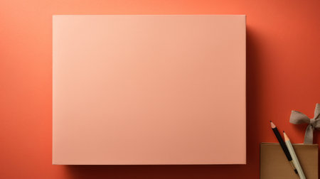 A blank white paper is sitting on a red wall, AIの素材