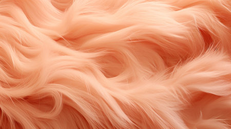 A close up of a fluffy orange peach fuzz colored fur, AIの素材