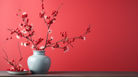 A vase with flowers and a bowl on top of it, AIの素材