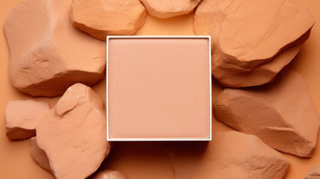 A box of makeup sitting on a pile of rocks, AIの素材