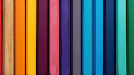 A close up of a row of colored pencils with different shades, AIの素材