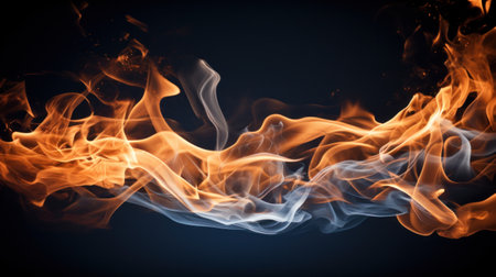 A close up of fire and smoke on a black background, AIの素材