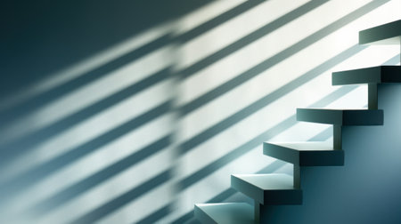 A stairway with a shadow of the stairs on it, AIの素材