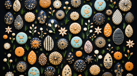 A bunch of cookies are arranged in a pattern on the wall, AIの素材