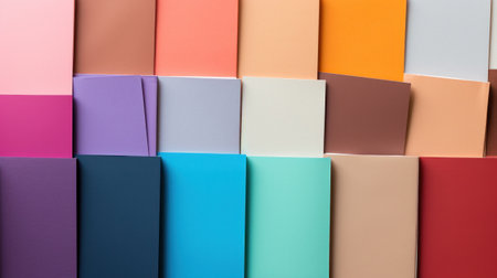 A bunch of different colored papers stacked up on top of each other, AIの素材