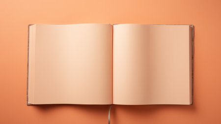 An open book on a pink background with an orange border, AIの素材