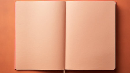 A blank notebook on a tan background with an open page, AIの素材