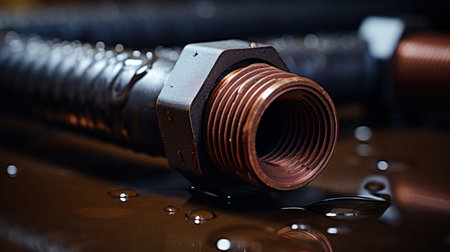 A close up of a couple pipes with water droplets on them, AIの素材