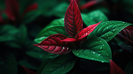 A close up of a plant with water droplets on it, AIの素材