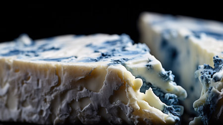 Close-up of a piece of blue mold cheese, AIの素材