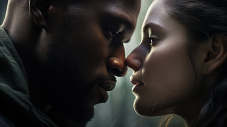 A man and woman are looking at each other, AIの素材