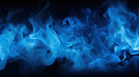 A close up of blue flames on a black background, AIの素材