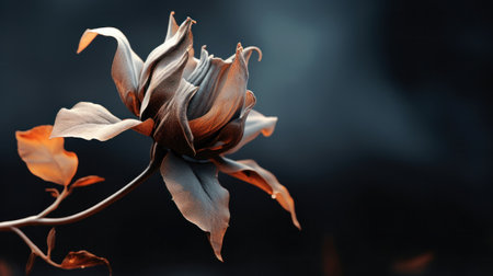 A close up of a flower with leaves and stems on it, AIの素材