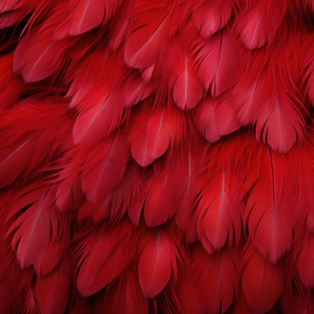 A close up of a large pile of red feathers, AIの素材
