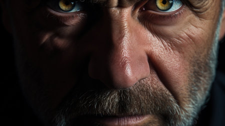 A close up of a man with an angry look on his face, AIの素材